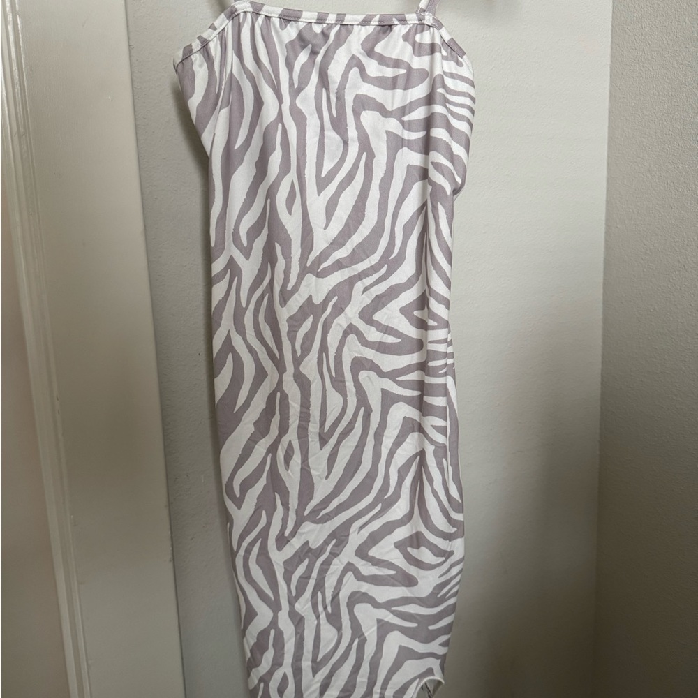 SHEIN Zebra Print Mini Dress - White and Gray